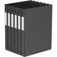 Davis Essential Ring Binder - Letter - 8 1/2" x 11" Sheet Size - 100 Sheet Capacity - 0.63" (15.88 mm) Ring - Fastener(s): 3 x Round Ring - Pocket(s): 2, Inside Front & Back - Polypropylene, Board - Black - Recycled - Label Holder, PVC-free, Spine Label, Durable - 6 / Pack