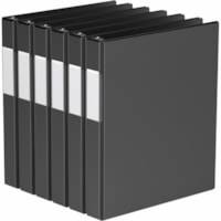 Davis Essential Ring Binder - Letter - 8 1/2" x 11" Sheet Size - 225 Sheet Capacity - 1" (25.40 mm) Ring - Fastener(s): 3 x D-Ring - Pocket(s): 2, Inside Front & Back - Polypropylene, Board - Black - Recycled - Label Holder, PVC-free, Spine Label, Durable - 6 / Pack