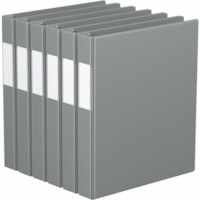 Davis Essential Ring Binder - Letter - 8 1/2" x 11" Sheet Size - 225 Sheet Capacity - 1" (25.40 mm) Ring - Fastener(s): 3 x D-Ring - Pocket(s): 2, Inside Front & Back - Polypropylene, Board - Gray - Recycled - Label Holder, PVC-free, Spine Label, Durable - 6 / Pack