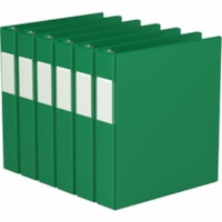 Davis Essential Ring Binder - Letter - 8 1/2" x 11" Sheet Size - 350 Sheet Capacity - 1.50" (38.10 mm) Ring - Fastener(s): 3 x D-Ring - Pocket(s): 2, Inside Front & Back - Polypropylene, Board - Green - Recycled - Label Holder, PVC-free, Spine Label, Durable - 6 / Pack