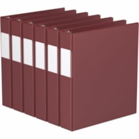 Davis Essential Ring Binder - Letter - 8 1/2" x 11" Sheet Size - 350 Sheet Capacity - 1.50" (38.10 mm) Ring - Fastener(s): 3 x D-Ring - Pocket(s): 2, Inside Front & Back - Polypropylene, Board - Burgundy - Recycled - Label Holder, PVC-free, Spine Label, Durable - 6 / Pack