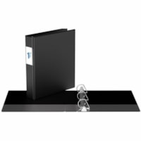 Davis Essential Ring Binder - Letter - 8 1/2" x 11" Sheet Size - 350 Sheet Capacity - 1.50" (38.10 mm) Ring - Fastener(s): 3 x D-Ring - Pocket(s): 2, Inside Front & Back - Polypropylene, Board - Black - Recycled - Label Holder, PVC-free, Spine Label, Durable - 6 / Pack