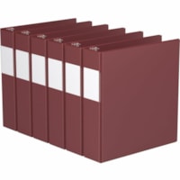 Davis Essential Ring Binder - Letter - 8 1/2" x 11" Sheet Size - 475 Sheet Capacity - 2" (50.80 mm) Ring - Fastener(s): 3 x D-Ring - Pocket(s): 2, Inside Front & Back - Polypropylene, Board - Burgundy - Recycled - Spine Label, Label Holder, PVC-free, Durable - 6 / Pack