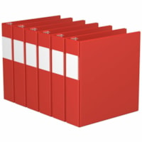 Davis Essential Ring Binder - Letter - 8 1/2" x 11" Sheet Size - 2" (50.80 mm) Ring - Fastener(s): 3 x D-Ring - Pocket(s): 2, Inside Front & Back - Polypropylene, Board - Red - Recycled - Label Holder, PVC-free, Spine Label, Durable - 6 / Pack