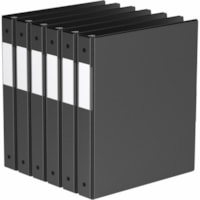 Davis Essential Ring Binder - Letter - 8 1/2" x 11" Sheet Size - 200 Sheet Capacity - 1" (25.40 mm) Ring - Fastener(s): 3 x Round Ring - Pocket(s): 2, Inside Front & Back - Polypropylene, Board - Black - Recycled - Label Holder, PVC-free, Spine Label, Durable - 6 / Pack