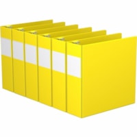 Davis Essential Ring Binder - Letter - 8 1/2" x 11" Sheet Size - 3" (76.20 mm) Ring - Fastener(s): 3 x D-Ring - Pocket(s): 2, Inside Front & Back - Polypropylene, Board - Yellow - Recycled - Spine Label, Label Holder, PVC-free, Durable - 6 / Pack