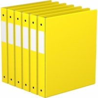 Davis Essential Ring Binder - Letter - 8 1/2" x 11" Sheet Size - 200 Sheet Capacity - 1" (25.40 mm) Ring - Fastener(s): 3 x Round Ring - Pocket(s): 2, Inside Front & Back - Polypropylene, Board - Yellow - Recycled - Spine Label, Label Holder, PVC-free, Durable - 6 / Pack