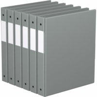 Davis Essential Ring Binder - Letter - 8 1/2" x 11" Sheet Size - 200 Sheet Capacity - 1" (25.40 mm) Ring - Fastener(s): 3 x Round Ring - Pocket(s): 2, Inside Front & Back - Polypropylene, Board - Gray - Recycled - Label Holder, PVC-free, Spine Label, Durable - 6 / Pack