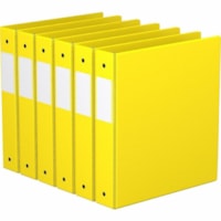 Davis Essential Ring Binder - Letter - 8 1/2" x 11" Sheet Size - 275 Sheet Capacity - 1.50" (38.10 mm) Ring - Fastener(s): 3 x Round Ring - Pocket(s): 2, Inside Front & Back - Polypropylene, Board - Yellow - Recycled - Label Holder, PVC-free, Spine Label, Durable - 6 / Pack