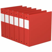 Davis Essential Ring Binder - Letter - 8 1/2" x 11" Sheet Size - 2" (50.80 mm) Ring - Fastener(s): 3 x Round Ring - Pocket(s): 2, Inside Front & Back - Polypropylene, Board - Red - Recycled - Label Holder, PVC-free, Spine Label, Durable - 6 / Pack