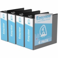 Davis Easyview Overlay Binders - Letter - 8 1/2" x 11" Sheet Size - 4" (101.60 mm) Ring - Fastener(s): 3 x D-Ring - Pocket(s): Inside Front & Back - Polypropylene, Board - Black - Recycled - Ink-transfer Resistant, Clear Overlay, PVC-free, Durable - 4 / Pack