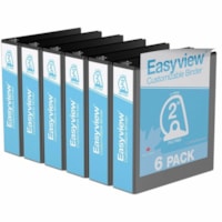 Davis Easyview Overlay Binders - Letter - 8 1/2" x 11" Sheet Size - 2" (50.80 mm) Ring - Fastener(s): 3 x D-Ring - Pocket(s): Inside Front & Back - Polypropylene, Board - Black - Recycled - Ink-transfer Resistant, Clear Overlay, PVC-free, Durable - 6 / Pack