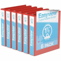 Davis Easyview Ring Binder - Letter - 8 1/2" x 11" Sheet Size - 275 Sheet Capacity - 1.50" (38.10 mm) Ring - Fastener(s): 3 x Round Ring - Pocket(s): 2, Inside Front & Back - Polypropylene, Board - Red - Recycled - PVC-free, Spine, Ink-transfer Resistant, Clear Overlay, Durable, Label Holder - 6 / P