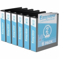 Davis Easyview Ring Binder - Letter - 8 1/2" x 11" Sheet Size - 400 Sheet Capacity - 2" (50.80 mm) Ring - Fastener(s): 3 x Round Ring - Pocket(s): 2, Inside Front & Back - Polypropylene, Board - Black - Recycled - PVC-free, Spine, Ink-transfer Resistant, Clear Overlay, Durable - 6 / Pack