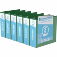 Davis Easyview Overlay Binders - Letter - 8 1/2" x 11" Sheet Size - 600 Sheet Capacity - 3" (76.20 mm) Ring - Fastener(s): 3 x Round Ring - Pocket(s): Inside Front & Back - Polypropylene, Board - Green - Recycled - Ink-transfer Resistant, Clear Overlay, PVC-free, Durable - 6 / Pack