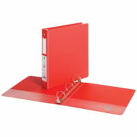 Grand & Toy 1-1/2" Economy Letter-Size Round-Ring Binder, Red - Letter - 8 1/2" x 11" Sheet Size - 350 Sheet Capacity - 1.50" (38.10 mm) Ring - Fastener(s): 3 x Round Ring - Pocket(s): 4, Front & Back, Internal - Polypropylene, Plastic, Vinyl - Red - Recycled - Locking Ring, Easy Open Ring, Pocket, 