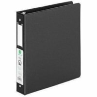 Grand & Toy 1-1/2" Economy Letter-Size Round-Ring Binder, Black - Letter - 8 1/2" x 11" Sheet Size - 350 Sheet Capacity - 1.50" (38.10 mm) Ring - Fastener(s): 3 x Round Ring - Pocket(s): 4, Front & Back, Internal - Polypropylene, Plastic, Vinyl - Black - Recycled - Locking Ring, Easy Open Ring, Pock