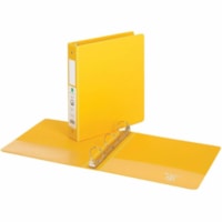 Grand & Toy 1 1/2" Economy Binder, Round-Ring, Yellow, Letter-Size (8 1/2" x 11") - Letter - 8 1/2" x 11" Sheet Size - 350 Sheet Capacity - 1.50" (38.10 mm) Ring - Fastener(s): 3 x Round Ring - Pocket(s): Front & Back, Internal - Vinyl - Yellow - Recycled - Pocket, Label Holder, Open and Closed Trig