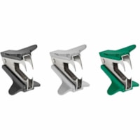 Grand & Toy Small Staple Removers, Assorted Colours, 3/PK - Plastic, Steel - Black, Light Gray, Dark Green - Spring-loaded Lever, Compact, Durable - 3 / Pack