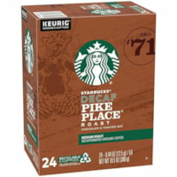 Starbucks K-Cup K-Cup Coffee - Compatible with Keurig K-Cup Brewer - Medium - 24 / Box - Compatible with Keurig K-Cup Brewer - American - Medium - K-Cup - Classic, Pike Place Roast - Decaffeinated - 24 / Box