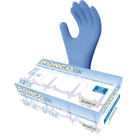 RONCO NE2 Nitrile Examination Glove (4 mil) - 4 mil (0.10 mm) Thickness - Small Size - For Right/Left Hand - Blue - Flexible, Comfortable, Chemical Resistant, Solvent Resistant, Textured Grip, Fatigue-free, Latex-free - For Medical, Healthcare Working, Industrial, Dental, Meat Processing, Fish Proce