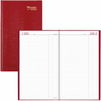 Brownline Traditional Daily Hard Cover Bound Journal 13-3/8" x 7-7/8" Red English - Daily - 12 Month - January 2025 - December 2025 - 1 Day Single Page Layout - 7 7/8" x 13 3/8" Sheet Size - Perfect - Desktop - Red - Red CoverTabbed, Perforated Corner, Hard Cover, Cash Record Section, Perpetual Cale