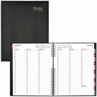 Brownline CoilPro Weekly Planner, 11" x 8-1/2" , English - Weekly - January 2025 - December 2025 - 7:00 AM to 8:45 PM - Monday - Friday, 7:00 AM to 5:45 PM - Saturday - 2 Week Double Page Layout - 8 1/2" x 11" Sheet Size - Twin Wire - BlackPocket, Phone Directory, Address Directory, Laminated, Tabbe