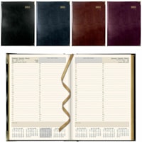 Brownline Executive Daily Planner, 10-7/8" x 7-5/8" , Trilingual, Assorted - Julian Dates - Daily - January 2025 - December 2025 - 7:00 AM to 10:45 PM - Quarter-hourly - 1 Day Single Page Layout - 7 5/8" x 10 7/8" Sheet Size - Sewn - Assorted - LeatherHard Cover, Ribbon Marker, Reference Calendar, M