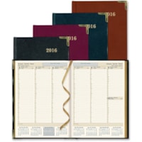 Brownline Aristo Bonded Leather Weekly Executive Appointment Book - Julian Dates - Weekly - January - December - 7:00 AM to 6:00 PM - Quarter-hourly - 1 Week Single Page Layout - 7 5/8" x 10 7/8" Sheet Size - Sewn - Assorted - Leather - Hard Cover, Ribbon Marker, Maps - 1 Each