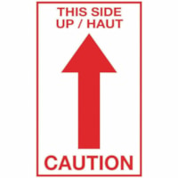 EDGE Shipping Label - "This Side Up" - 5" (127 mm) Height x 3" (76.20 mm) Width - Permanent Adhesive - Rectangle - Red On White - Paper - 500 / Roll - Peel & Stick, Strong, Self-adhesive, Peeling Resistant, Easy Peel, Bilingual, Pre-printed - 500 / Roll