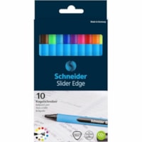 Schneider Slider Edge Ball Point Pens Assorted Colours 10/pkg - Extra Broad Edged Pen Point - Retractable - Assorted Ink - Rubberized Barrel - 10 / Pack