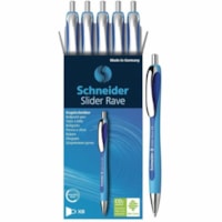 Stylo à bille Slider Rave Schneider - 1,4 mm (0,06 po) Extra large Pointe de stylo - Rechargeable - Rétractable - Ink Bleu - Barrel Bleu - 5 / boîte