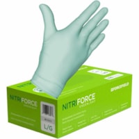 Forcefield Nitriforce Greenleaf Examination Gloves - Chemical Protection - Large Size - For Right/Left Hand - Nitrile - Green - Biodegradable, Latex-free, Textured Fingertip, Accelerator-free - For Examination, Medical - 1000 Case - 100 / Box