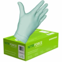 Gants d'examen NitriForce - Jetable - Sans poudre Forcefield - Produit chimique Protection - Moyenne Taille - Nitrile - Vert - Biodégradable, Sans latex, Bouts des doigts texturés - Pour Éxamination, Multilingual Pack - 1000 Étui - 100 / boîte