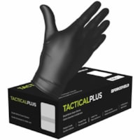 Gants d'examen Tactical Plus - Jetable - Sans poudre Forcefield - Saleté, graisse Protection - Moyenne Taille - Pour Main droite / gauche - Nitrile - Noir - Bouts des doigts texturés, Sans latex - Pour Éxamination, Multilingual Pack - 1000 Étui - 100 / boîte