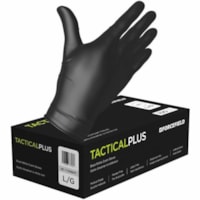 Gants d'examen Tactical Plus - Jetable - Sans poudre Forcefield - Saleté, graisse Protection - Large Taille - Pour Main droite / gauche - Nitrile - Noir - Bouts des doigts texturés, Sans latex - Pour Éxamination, Multilingual Pack - 1000 Étui - 100 / boîte