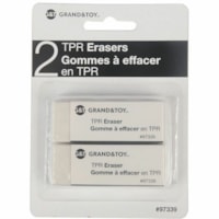 Grand & Toy White TPR Erasers 2PK - White - Thermoplastic Rubber - 2 / Pack - Latex-free, Non-toxic