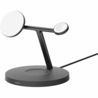 Belkin BoostCharge Pro 3-in-1 Wireless Charging Stand with Qi2 15W - For Qi2-enabled Device, iPhone, Smartwatch, AirPod - Input connectors: USB - MagSafe Technology, Magnetic Alignment, Fast Charging, Fire Resistant, Overvoltage Protection, Overcurrent Protection, Over Temperature Protection, Short 