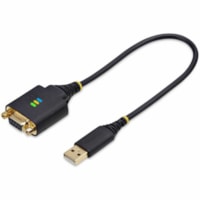 StarTech.com 1ft/30cm USB to Null Modem Serial Adapter Cable, COM Retention, FTDI, RS232, Changeable DB9 Nuts/Screws, Windows/macOS/Linux - Add a DB9 RS232 null modem serial port to a desktop/laptop using a USB-A port; Changeable DB9 Nuts/Screws; Nuts pre-installed; Screws included for device/cable 