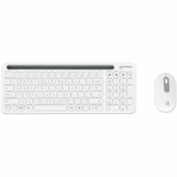 Manhattan Dual-Mode Multipoint Wireless Keyboard and Mouse Combo Set - USB Type A Scissors Wireless Bluetooth/RF 5.0 2.40 GHz Keyboard - 99 Key - White - USB Type A Wireless Bluetooth/RF Mouse - Optical - 1200 dpi - 3 Button - Scroll Wheel - White - Symmetrical - AAA, AA - Compatible with Tablet PC,