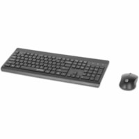 Manhattan MWK7350 Wireless USB Keyboard and Mouse Combo Set - USB Type A Membrane Wireless RF 2.40 GHz Keyboard - 104 Key - Black - USB Type A Wireless RF Mouse - Optical - 1200 dpi - 3 Button - Scroll Wheel - Black - Symmetrical - AAA, AA - Compatible with Notebook, Computer for PC, Mac