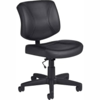 Grand & Toy Yoho Low Back Armless Task Chair - Black Leather Seat - 5-star Base - Black - Leather, Luxhide - Armrest