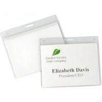 Avery® Biodegradable PVC Name Tag Holders - Support 4" (101.60 mm) x 3" (76.20 mm) Media - Landscape - Polyvinyl Chloride (PVC) - Clear - Biodegradable, Durable, Eco-friendly, Clip Closure, Lanyard, Hook - 10 / Pack