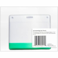 Avery® Translucent Colour Bar Vinyl Name Tag Holders - Support 4" (101.60 mm) x 3" (76.20 mm) Media - Horizontal - 3.30" (83.82 mm) Height x 4.30" (109.22 mm) Width - Vinyl, Polyvinyl Chloride (PVC) - Translucent Green, Clear - Tear Resistant, Durable, Reusable - 10 / Pack