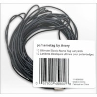 Avery® Ultimate Elastic Name Tag Lanyards - Black - Elastic - 10 / Pack