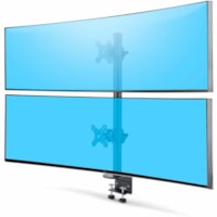 StarTech.com Desk Mount For 2x Vertically Stacked Monitors, Dual 49" , Total 70lb/32kg, C-Clamp, VESA, Widescreen 16:9/Ultrawide 32:9, TAA - Monitor mount for two vertically stacked displays; Max dual 49" 32:9/35.3lb each - Hidden cable management; C-clamp for 1-3.9" thick desks - Quick-release VESA