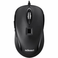 Adesso iMouse F1 Wired USB Mouse with Fingerprint Reader (TAA Compliant) - Optical - Cable - USB Type A - 1200 dpi - Scroll Wheel - 5 Button(s) - Right-handed 