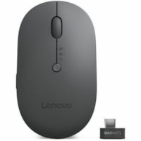 Lenovo X9 Edition Mouse - Blue Optical - Cable/Wireless - Bluetooth/Radio Frequency - 2.40 GHz - Rechargeable - Thunder Gray - USB Type C - 2400 dpi - Scroll Wheel - 5 Button(s) - Symmetrical - 3 Month Battery Run Time Box