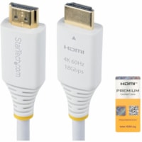 StarTech.com 10ft (3m) Premium Certified High Speed HDMI Cable, 4K 60Hz/1440p 144Hz, 18Gbps, UHD HDMI 2.0 Cord, TPE Jacket, White - Premium Certified High Speed HDMI Cable supports 4K60Hz w/HDR10/HDCP 2.2/ARC; Connector markings for quick visual identification; Certified for guaranteed compatibility