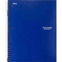 Five Star 3 Subject 150ct Blue Notebook - 3 Subject(s) - 150 Sheets - Wire Bound - Ruled Margin - 11.18" (283.97 mm) Height x 9.75" (247.65 mm) Width x 1" (25.40 mm) Length - Blue Plastic Cover - Durable, Ink Resistant, Bleed Resistant, Pocket Divider, Storage Pocket, Tear Resistant, Perforated, Eas